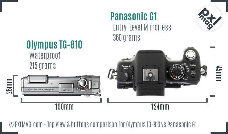 Olympus TG-810 vs Panasonic G1 top view buttons comparison
