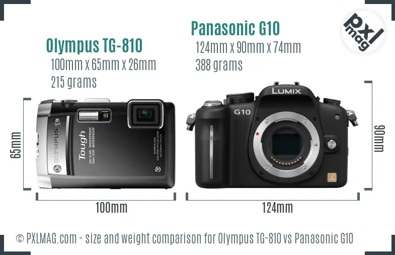 Olympus TG-810 vs Panasonic G10 size comparison Olympus TG-810 vs Panasonic G10 size comparison
