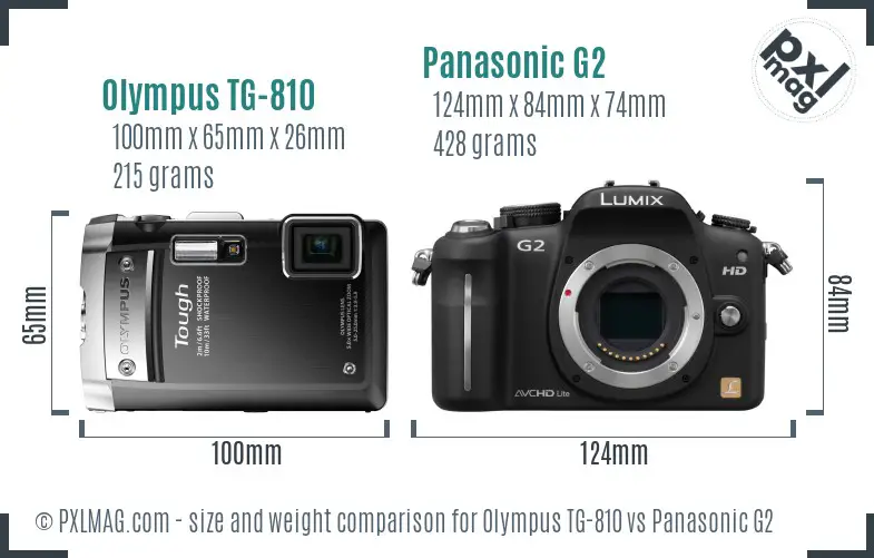 Olympus TG-810 vs Panasonic G2 size comparison Olympus TG-810 vs Panasonic G2 size comparison