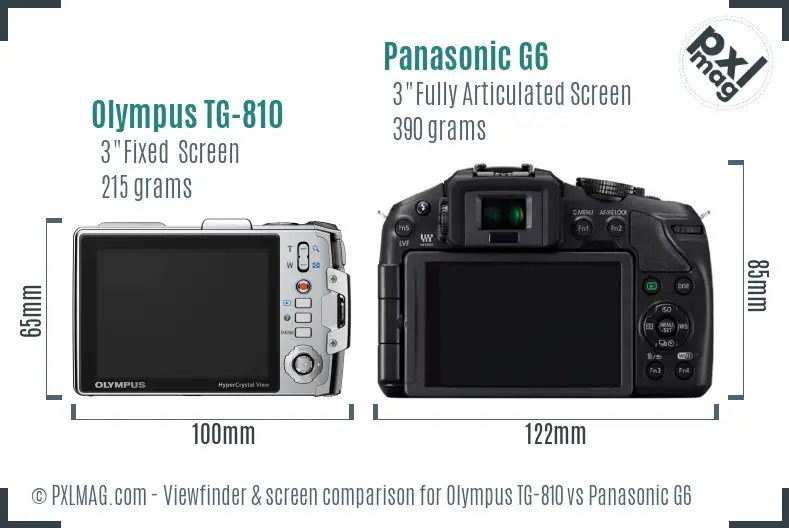 Olympus TG-810 vs Panasonic G6 Screen and Viewfinder comparison Olympus TG-810 vs Panasonic G6 Screen and Viewfinder comparison