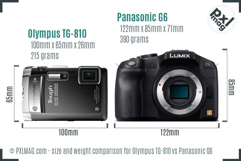 Olympus TG-810 vs Panasonic G6 size comparison Olympus TG-810 vs Panasonic G6 size comparison