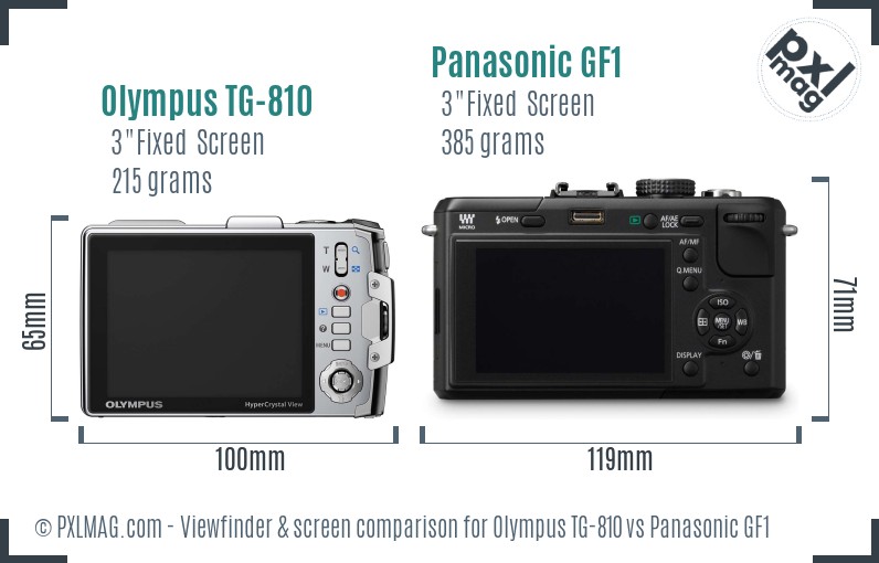 Olympus TG-810 vs Panasonic GF1 Screen and Viewfinder comparison