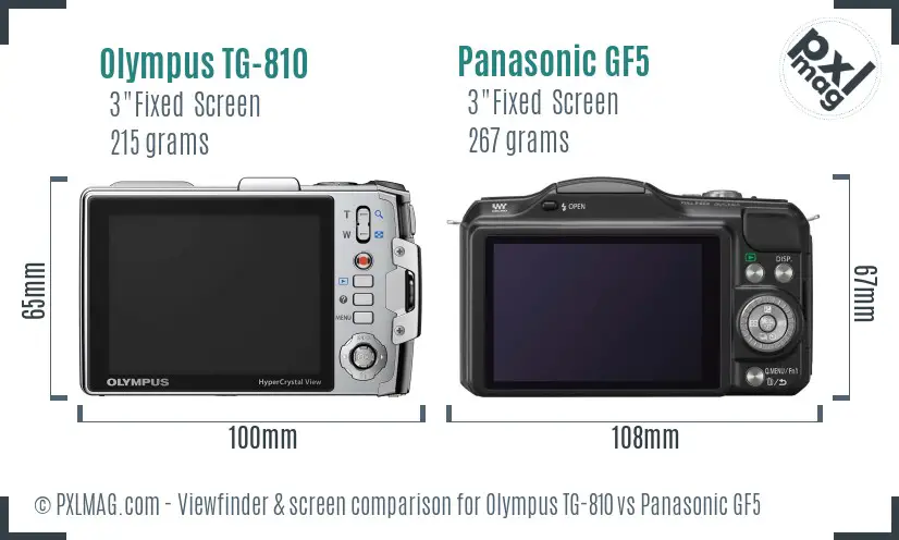 Olympus TG-810 vs Panasonic GF5 Screen and Viewfinder comparison
