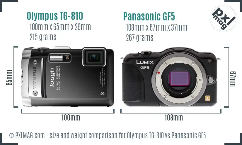 Olympus TG-810 vs Panasonic GF5 size comparison