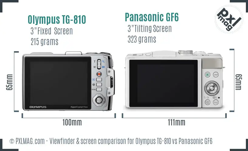 Olympus TG-810 vs Panasonic GF6 Screen and Viewfinder comparison