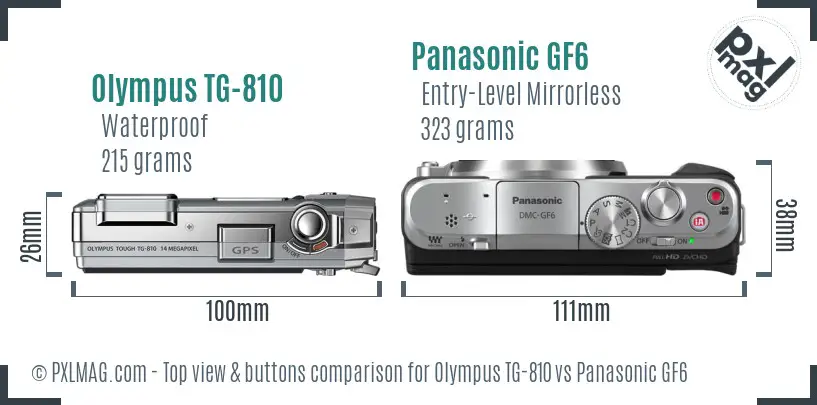 Olympus TG-810 vs Panasonic GF6 top view buttons comparison