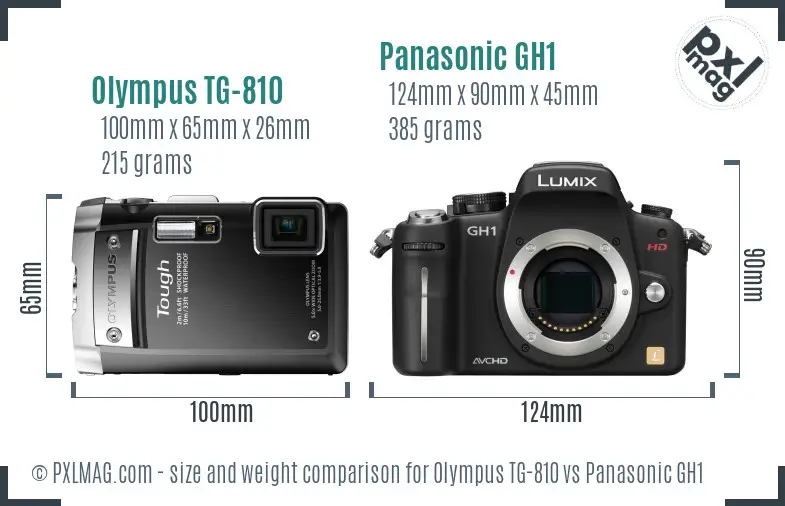 Olympus TG-810 vs Panasonic GH1 size comparison Olympus TG-810 vs Panasonic GH1 size comparison