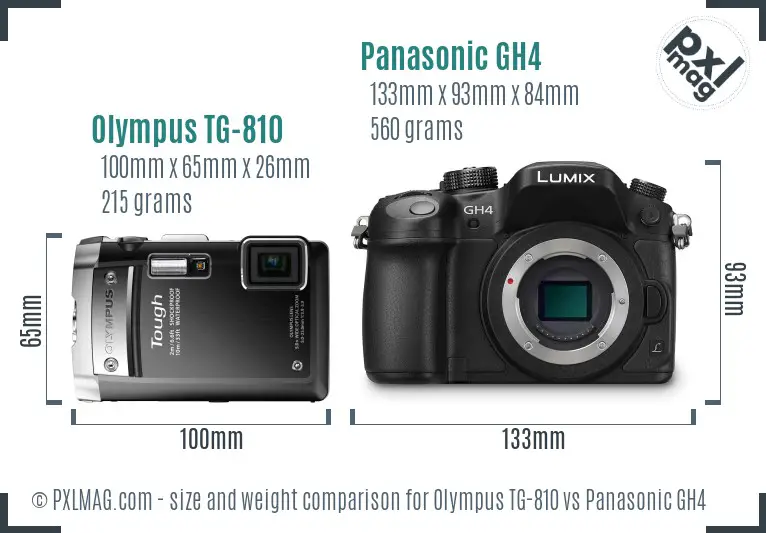 Olympus TG-810 vs Panasonic GH4 size comparison Olympus TG-810 vs Panasonic GH4 size comparison