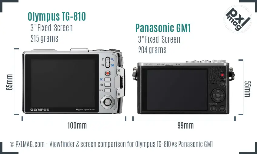Olympus TG-810 vs Panasonic GM1 Screen and Viewfinder comparison