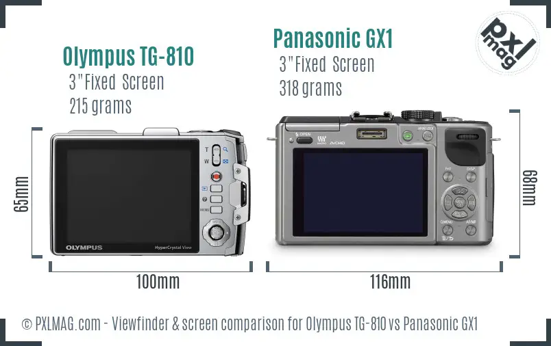 Olympus TG-810 vs Panasonic GX1 Screen and Viewfinder comparison