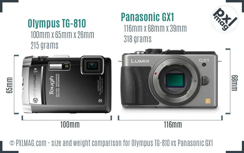 Olympus TG-810 vs Panasonic GX1 size comparison