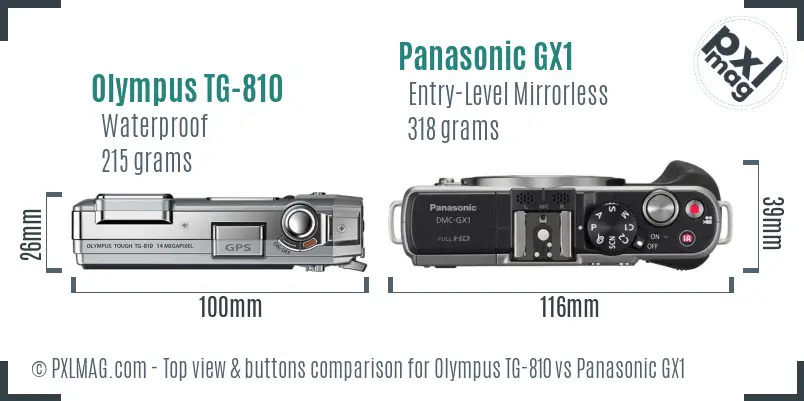 Olympus TG-810 vs Panasonic GX1 top view buttons comparison