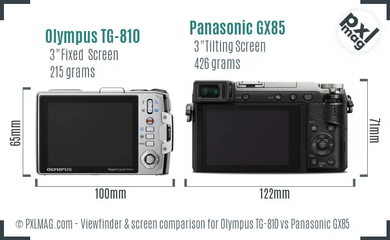 Olympus TG-810 vs Panasonic GX85 Screen and Viewfinder comparison Olympus TG-810 vs Panasonic GX85 Screen and Viewfinder comparison