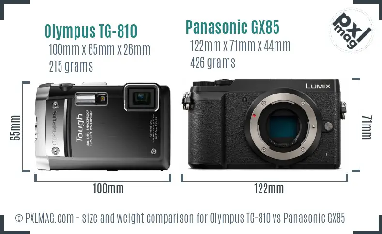 Olympus TG-810 vs Panasonic GX85 size comparison Olympus TG-810 vs Panasonic GX85 size comparison