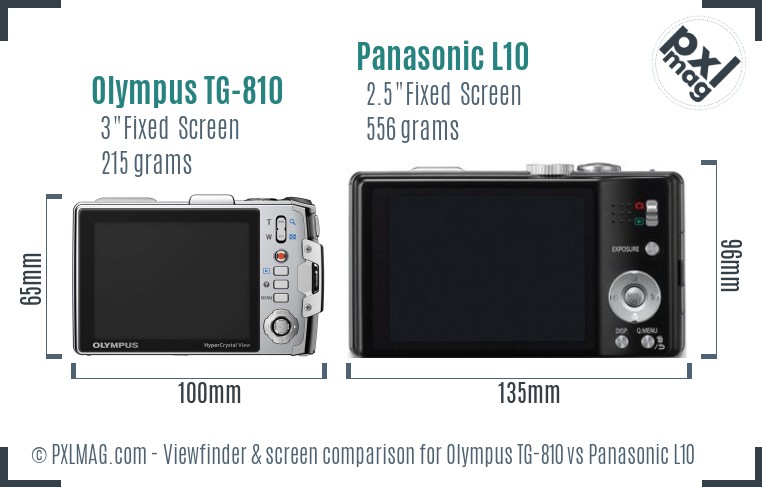 Olympus TG-810 vs Panasonic L10 Screen and Viewfinder comparison
