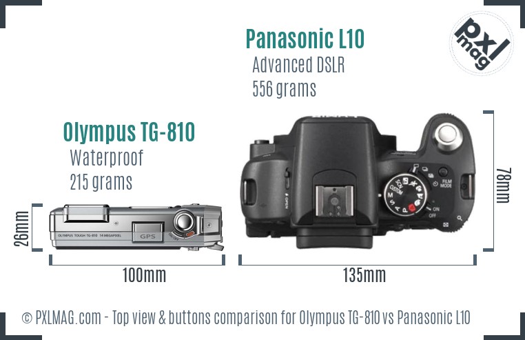 Olympus TG-810 vs Panasonic L10 top view buttons comparison