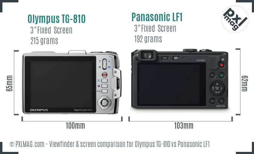 Olympus TG-810 vs Panasonic LF1 Screen and Viewfinder comparison