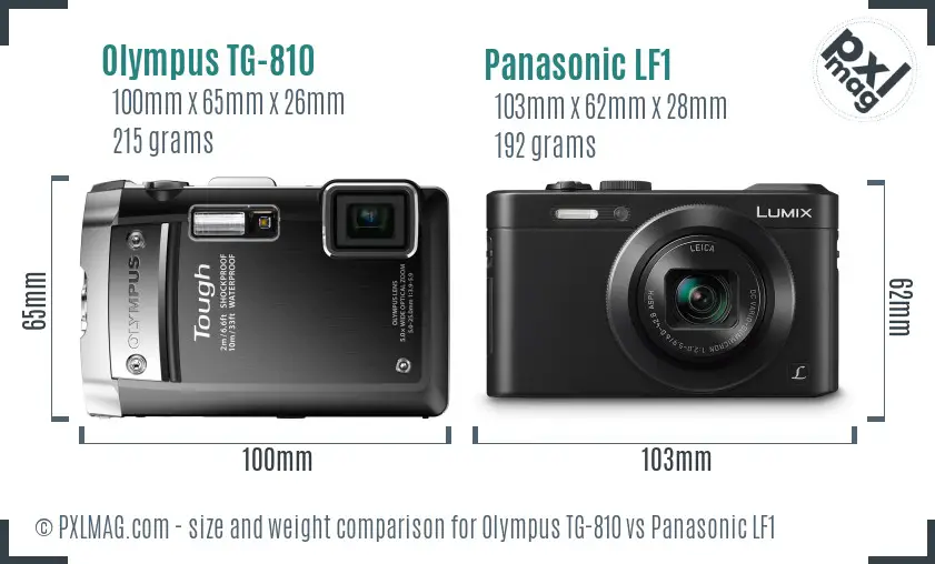 Olympus TG-810 vs Panasonic LF1 size comparison