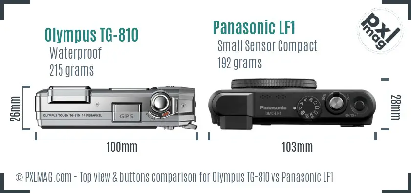 Olympus TG-810 vs Panasonic LF1 top view buttons comparison