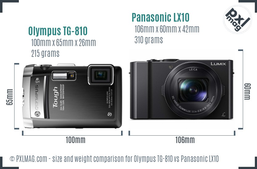 Olympus TG-810 vs Panasonic LX10 size comparison