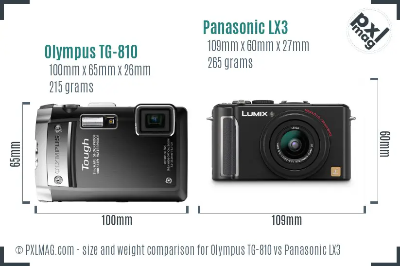 Olympus TG-810 vs Panasonic LX3 size comparison