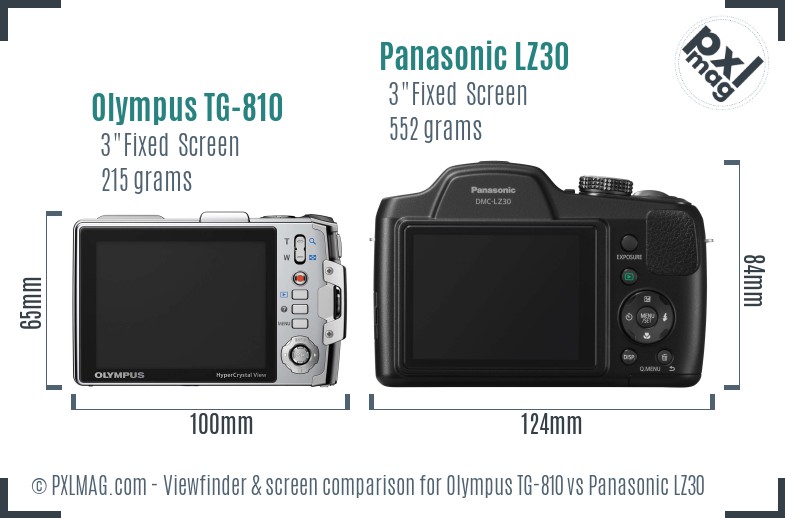 Olympus TG-810 vs Panasonic LZ30 Screen and Viewfinder comparison
