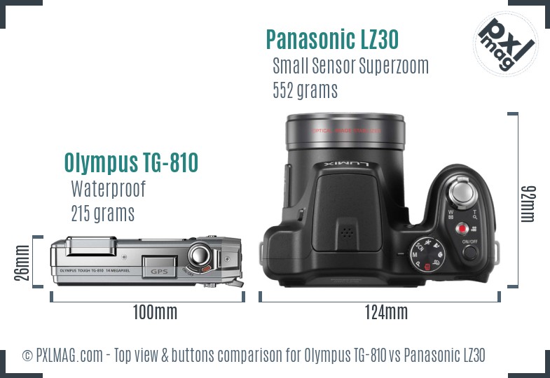 Olympus TG-810 vs Panasonic LZ30 top view buttons comparison