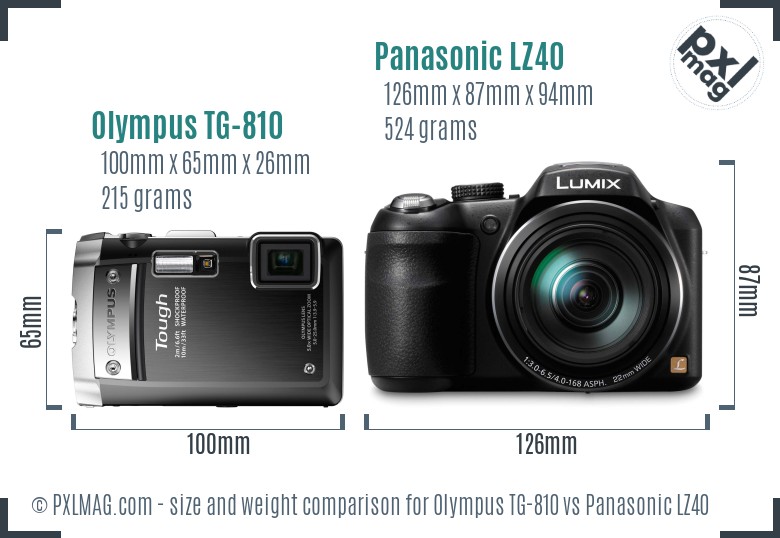 Olympus TG-810 vs Panasonic LZ40 size comparison