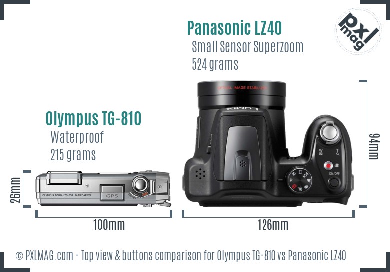 Olympus TG-810 vs Panasonic LZ40 top view buttons comparison
