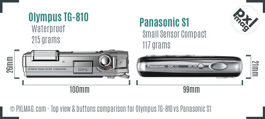 Olympus TG-810 vs Panasonic S1 top view buttons comparison