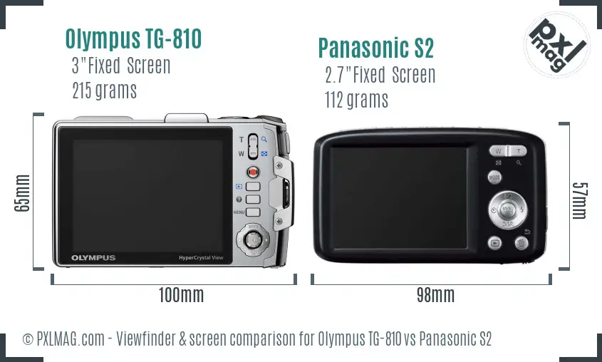 Olympus TG-810 vs Panasonic S2 Screen and Viewfinder comparison