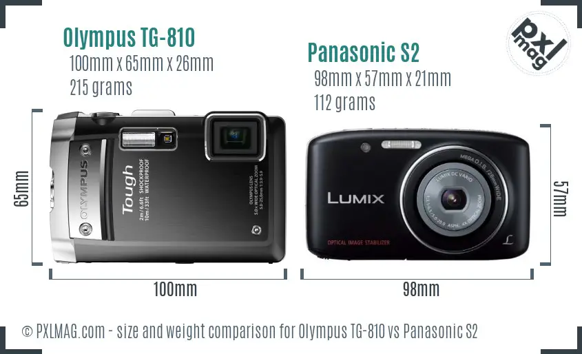 Olympus TG-810 vs Panasonic S2 size comparison