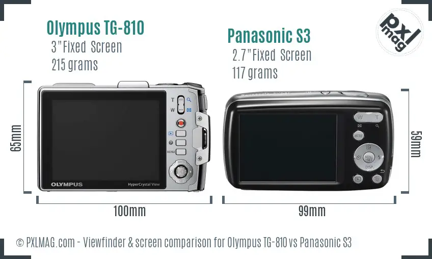 Olympus TG-810 vs Panasonic S3 Screen and Viewfinder comparison