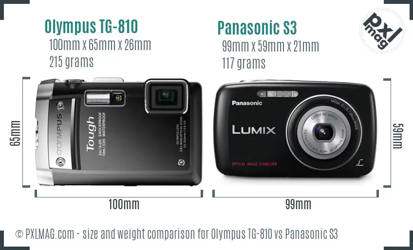 Olympus TG-810 vs Panasonic S3 size comparison