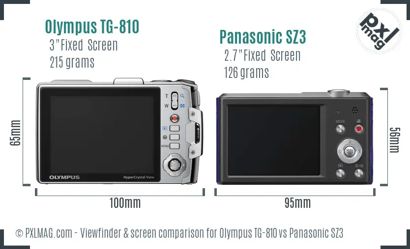Olympus TG-810 vs Panasonic SZ3 Screen and Viewfinder comparison Olympus TG-810 vs Panasonic SZ3 Screen and Viewfinder comparison