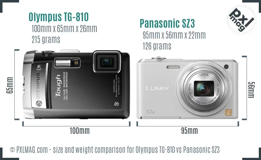 Olympus TG-810 vs Panasonic SZ3 size comparison Olympus TG-810 vs Panasonic SZ3 size comparison
