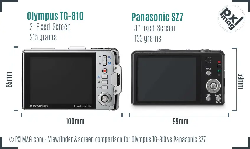 Olympus TG-810 vs Panasonic SZ7 Screen and Viewfinder comparison