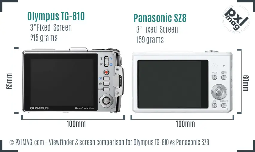 Olympus TG-810 vs Panasonic SZ8 Screen and Viewfinder comparison Olympus TG-810 vs Panasonic SZ8 Screen and Viewfinder comparison