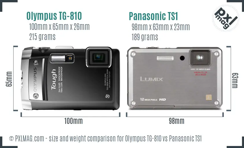 Olympus TG-810 vs Panasonic TS1 size comparison