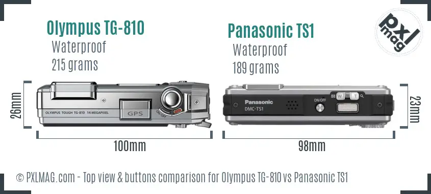 Olympus TG-810 vs Panasonic TS1 top view buttons comparison