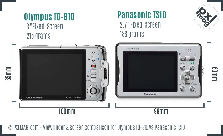 Olympus TG-810 vs Panasonic TS10 Screen and Viewfinder comparison