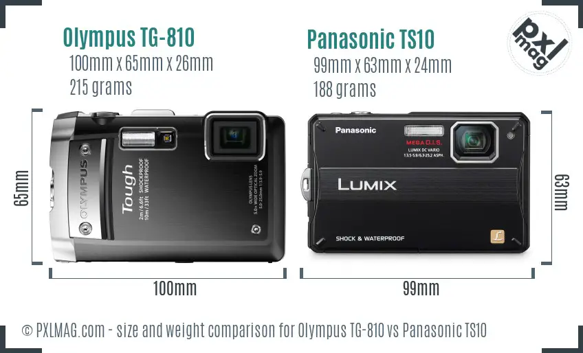 Olympus TG-810 vs Panasonic TS10 size comparison