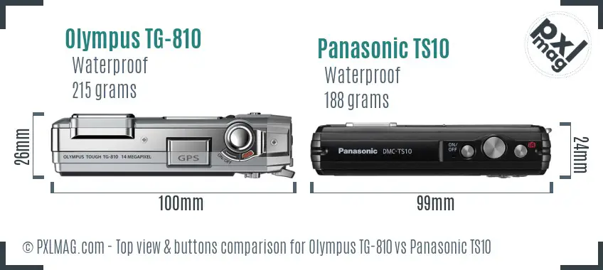 Olympus TG-810 vs Panasonic TS10 top view buttons comparison