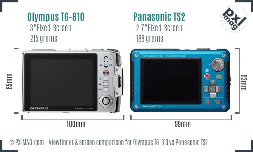 Olympus TG-810 vs Panasonic TS2 Screen and Viewfinder comparison