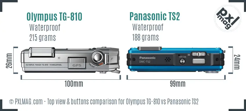 Olympus TG-810 vs Panasonic TS2 top view buttons comparison