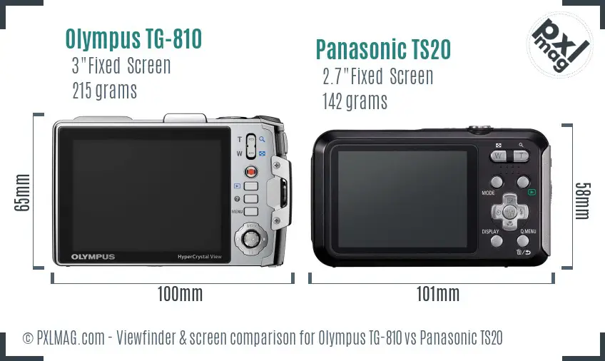Olympus TG-810 vs Panasonic TS20 Screen and Viewfinder comparison