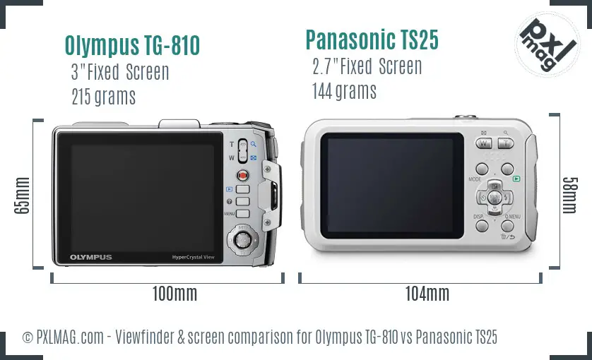Olympus TG-810 vs Panasonic TS25 Screen and Viewfinder comparison