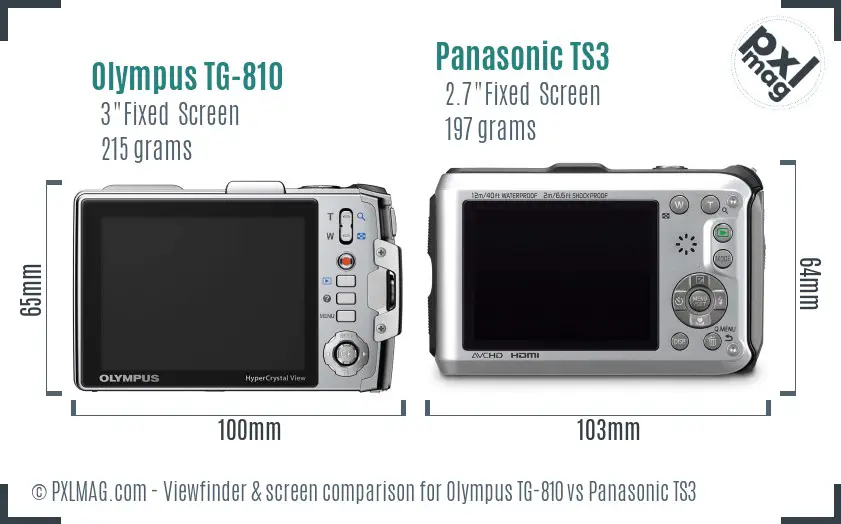 Olympus TG-810 vs Panasonic TS3 Screen and Viewfinder comparison