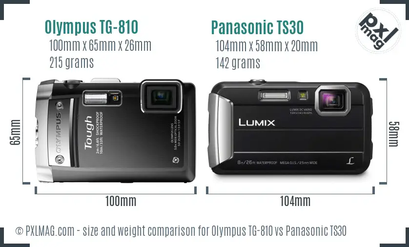 Olympus TG-810 vs Panasonic TS30 size comparison Olympus TG-810 vs Panasonic TS30 size comparison