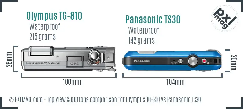 Olympus TG-810 vs Panasonic TS30 top view buttons comparison Olympus TG-810 vs Panasonic TS30 top view buttons comparison